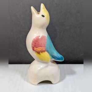 Vintage Colorful White Yellow Blue Ceramic Pie Bird
